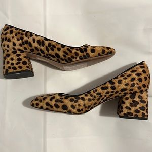 J Crew Calf hair “leopard” print heel
